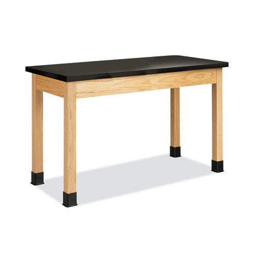 Classroom Science Table, 48w x 24d x 30h, Black ChemGuard High Pressure Laminate (HPL) Top, Maple Base-(DVWP7102BM30N)