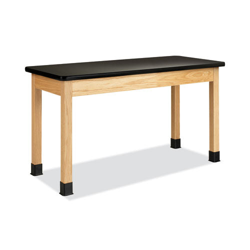 Classroom Science Table, 54w x 24d x 30h, Black High Pressure Laminate (HPL) Top, Maple Base-(DVWP720LBBM30N)