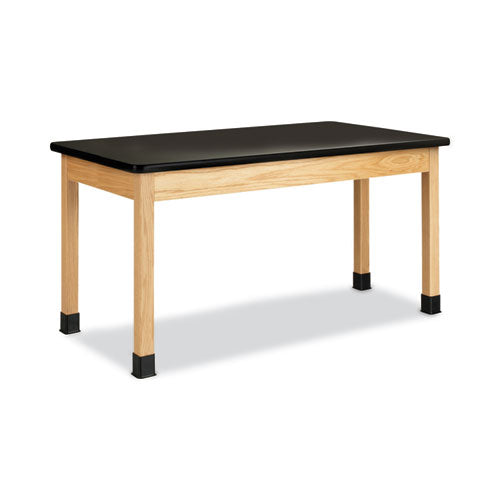 Classroom Science Table, 60w x 30d x 30h, Black ChemGuard High Pressure Laminate (HPL) Top, Oak Base-(DVWP7142BK30N)