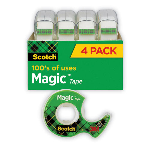 Magic Tape in Handheld Dispenser, 1" Core, 0.75" x 25 ft, Clear, 4/Pack-(MMM4105)