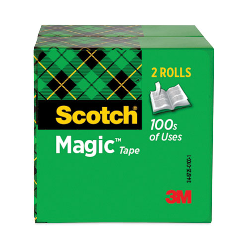 Magic Tape Refill, 3" Core, 0.75" x 72 yds, Clear, 2/Pack-(MMM8102P3472)