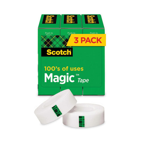 Magic Tape Refill, 3" Core, 1" x 72 yds, Clear, 3/Pack-(MMM810723PK)