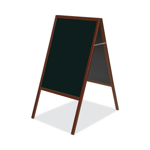 Magnetic Wet Erase Board, 25 x 35, 45" Tall, Black Surface, Cherry Wood Frame-(BVCDKT30505052)