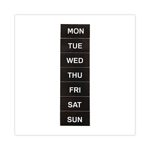 Interchangeable Magnetic Board Accessories, Days of Week, Black/White, 2" x 1", 7 Pieces-(BVCFM1007)