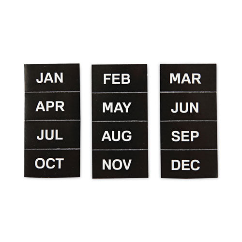 Interchangeable Magnetic Board Accessories, Months of Year, Black/White, 2" x 1", 12 Pieces-(BVCFM1108)