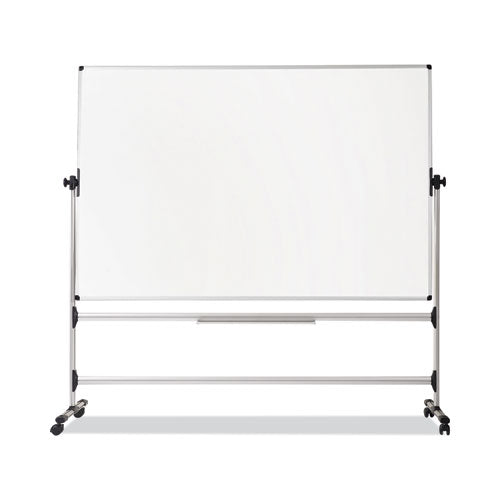 Earth Silver Easy Clean Mobile Revolver Dry Erase Boards, 48 x 70, White Surface, Silver Steel Frame-(BVCRQR0521)