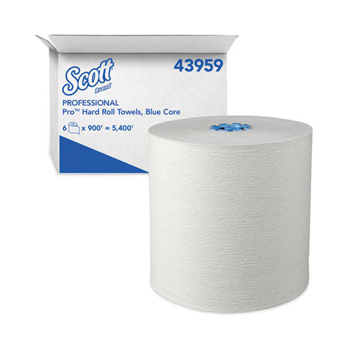 Pro Hard Roll Paper Towels with Absorbency Pockets, for Scott Pro Dispenser, Blue Core Only, 1-Ply, 7.5" x 900 ft, 6 Rolls/CT-(KCC43959)