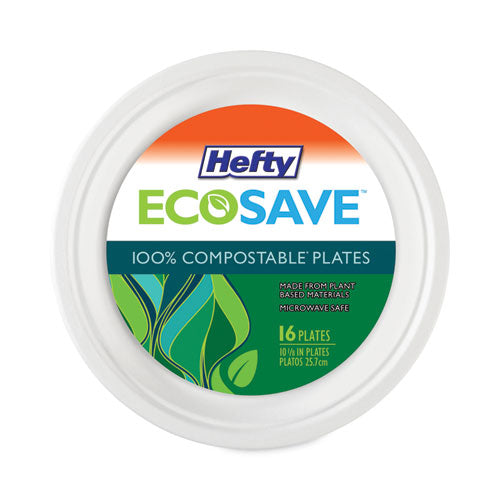 ECOSAVE Tableware, Plate, Bagasse, 6.75" dia, White, 30/Pack, 12 Packs/Carton-(RFPD77300)