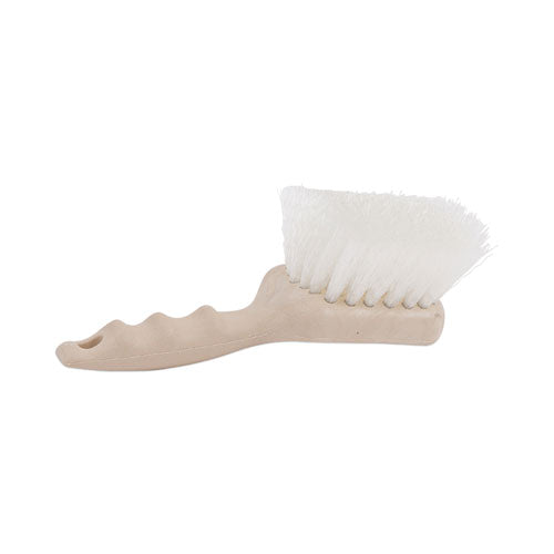 Utility Brush, Cream Nylon Bristles, 5.5" Brush, 3.5" Tan Plastic Handle-(BWK4408)