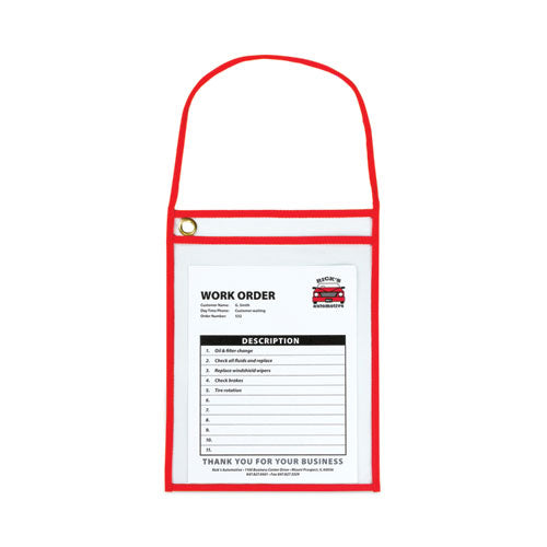 1-Pocket Shop Ticket Holder w/Setrap and Red Stitching, 75-Sheet, 9 x 12, 15/Box-(CLI41924)