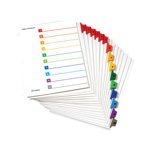 OneStep Printable Table of Contents and Dividers, 10-Tab, 1 to 10, 11 x 8.5, White, Assorted Tabs, 6 Sets-(CRD61028)