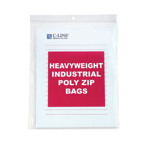 Heavyweight Industrial Poly Zip Bags, 8.5 x 11, 50/BX-(CLI47911)