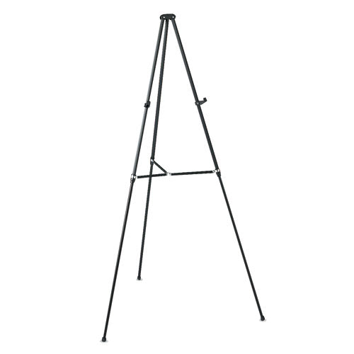 Lightweight Telescoping Tripod Easel, Adjusts 38" to 66" High, Aluminum, Black-(QRT51E)