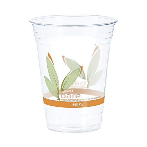 Bare Eco-Forward RPET Cold Cups, 16 oz to 18 oz, Leaf Design, Clear, 50/Pack-(DCCRTP16DBAREPK)