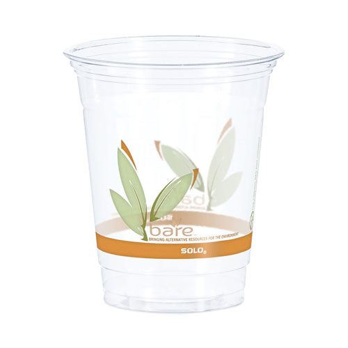 Bare Eco-Forward RPET Cold Cups, 12 oz to 14 oz, Leaf Design, Clear, Squat, 50/Pack-(DCCRTP12BAREPK)