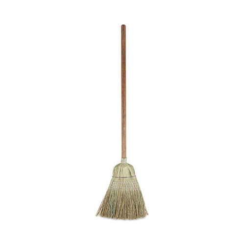 Corn/Fiber Brooms, Corn/Synthetic Fiber Bristles, 60" Overall Length, Gray/Natural, 6/Carton-(BWKBR10002)