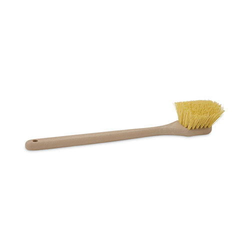 Utility Brush, Cream Polypropylene Bristles, 5.5 Brush, 14.5" Tan Plastic Handle-(BWK4320)