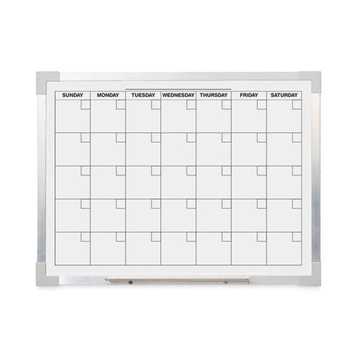 Framed Calendar Dry Erase Board, 24 x 18, White Surface, Silver Aluminum Frame-(FLP17302)