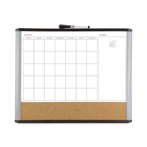 3N1 Magnetic Mod Dry Erase Board, Monthly Calendar, 20 x 16, White Surface, Gray/Black Plastic Frame-(UBR388U0001)