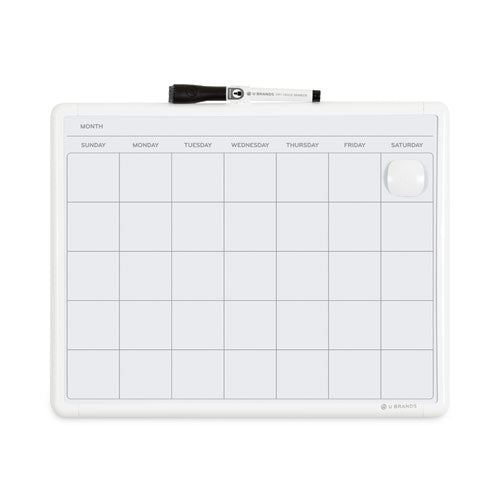 Magnetic Dry Erase Monthly Calendar, 14 x 11.66, White Surface, White Plastic Frame-(UBR260U0004)