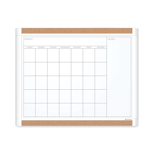 PINIT Magnetic Dry Erase Calendar with Plastic Frame, Monthly, 20 x 16, White Surface, White Plastic Frame-(UBR437U0001)