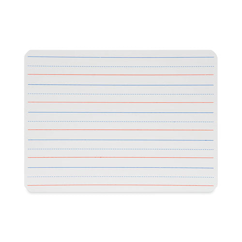 Magnetic Two-Sided Red and Blue Ruled Dry Erase Board, 12 x 9, Ruled White Front/Unruled White Back, 12/Pack-(FLP10176)