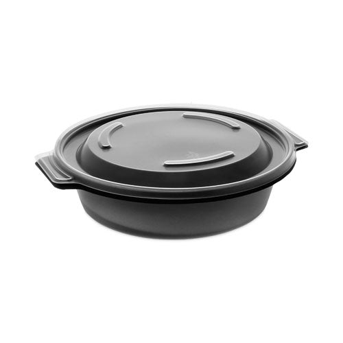 EarthChoice MealMaster Container with Lid, 16 oz, 7 x 7 x 1.8, Black/Clear, Plastic, 252/Carton-(PCT0CN8071600BL)