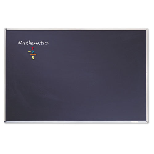 Porcelain Magnetic Chalkboard, 72 x 48, Black Surface, Silver Aluminum Frame-(QRTPCA406B)