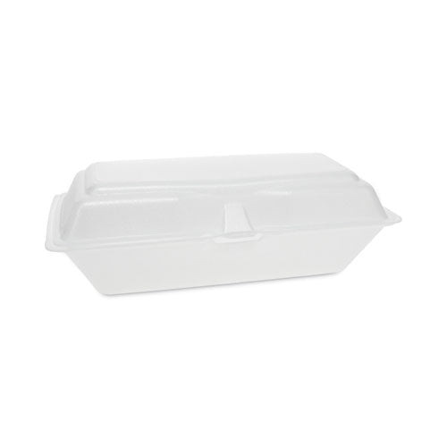 Foam Hinged Lid Containers, Single Tab Lock Hoagie, 9.75 x 5 x 3.25, White, 560/Carton-(PCT0TH10099Y000)