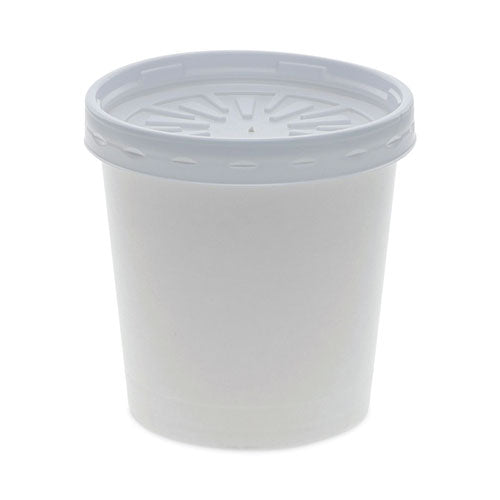 Paper Round Food Container and Lid Combo, 16 oz, 3.75" Diameter x 3.88h", White, 250/Carton-(PCTD16RBLD)