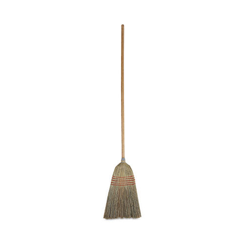 Parlor Broom, Corn Fiber Bristles, 55" Overall Length, Natural-(BWK926CEA)