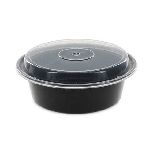 Newspring VERSAtainer Microwavable Containers, 32 oz, 7 Diameter x 2 h, Black/Clear, Plastic, 150/Carton-(PCTNC729B)