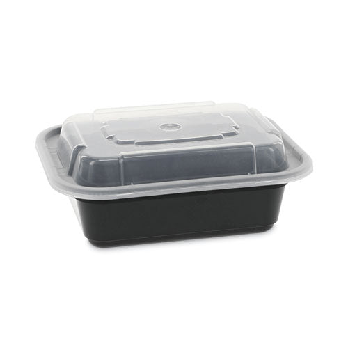 Newspring VERSAtainer Microwavable Containers, 12 oz, 4.5 x 5.5 x 1.75, Black/Clear, Plastic, 150/Carton-(PCTNC818B)