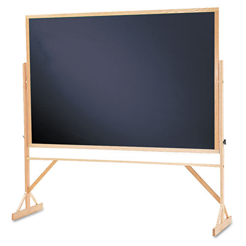 Reversible Chalkboard, 72 x 48, Black Surface, Oak Hardwood Frame-(QRTWTR406810)