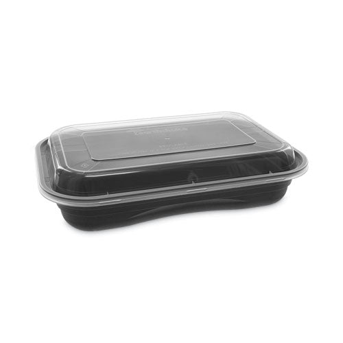 EarthChoice Versa2Go Microwaveable Container, 27 oz, 8.4 x 5.6 x 1.4, Black/Clear, Plastic, 150/Carton-(PCTNV2GRT2786B)