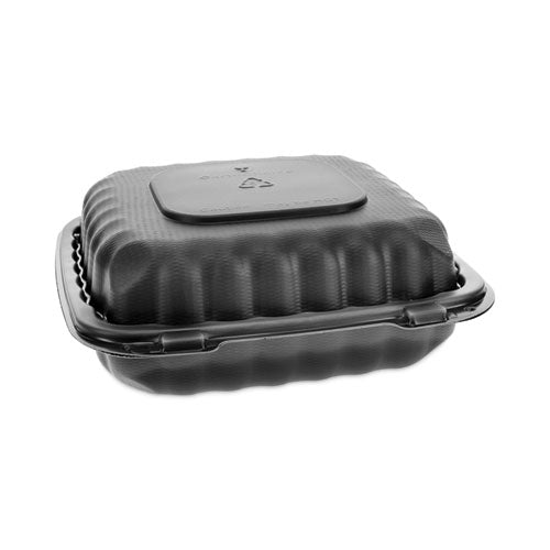 EarthChoice SmartLock Microwavable MFPP Hinged Lid Container, 8.31 x 8.35 x 3.1, Black, Plastic, 200/Carton-(PCTYCNB08010000)