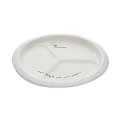 EarthChoice Pressware Compostable Dinnerware, 3-Compartment Plate, 10" dia, White, 250/Carton-(PCTPSP103EC)