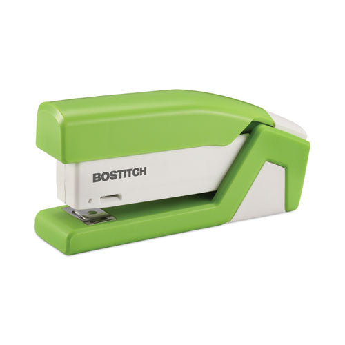 InJoy Spring-Powered Compact Stapler, 20-Sheet Capacity, Green-(ACI1513)