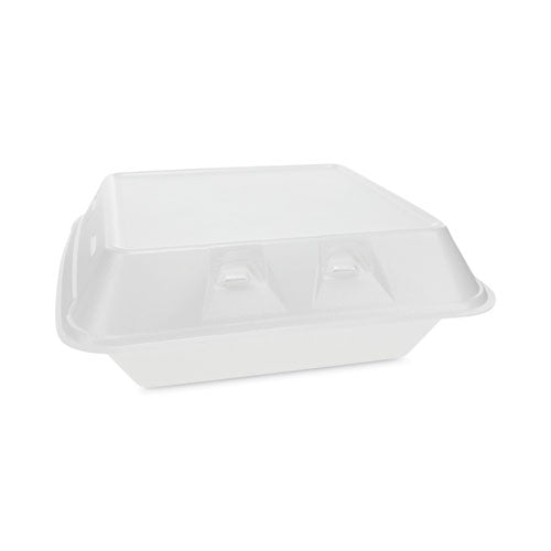 SmartLock Vented Foam Hinged Lid Container, 3-Compartment, 9 x 9.25 x 3.25, White, 150/Carton-(PCTYHLWV9030000)