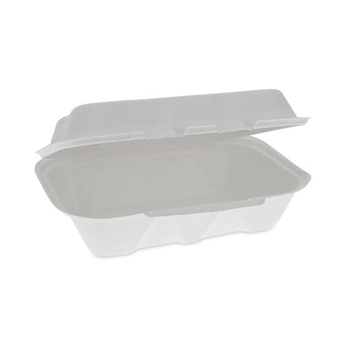 EarthChoice Bagasse Hinged Lid Container, Dual Tab Lock, 9.1 x 6.1 x 3.3, Natural, Sugarcane, 150/Carton-(PCTYMCH00890001)