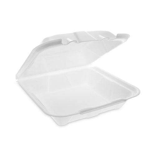 Vented Foam Hinged Lid Container, Dual Tab Lock Economy, 9.13 x 9 x 3.25, White, 150/Carton-(PCTYTD19901ECON)