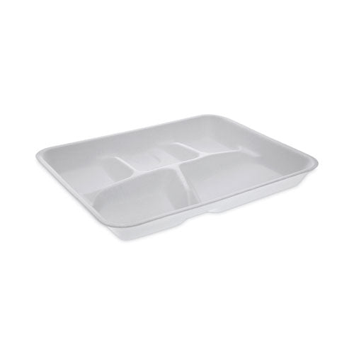 Foam School Trays, 5-Compartment, 8.25 x 10.5 x 1,  White, 500/Carton-(PCTYTH10500SGBX)