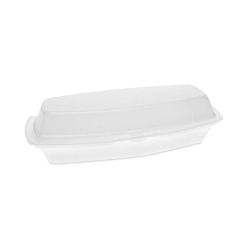 Foam Hinged Lid Container, Single Tab Lock Hot Dog, 7.25 x 3 x 2, White, 504/Carton-(PCTYTH100980000)