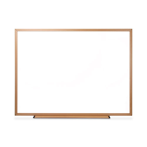 Deluxe Melamine Dry Erase Board, 48 x 36, Melamine White Surface, Oak Fiberboard Frame-(UNV43618)