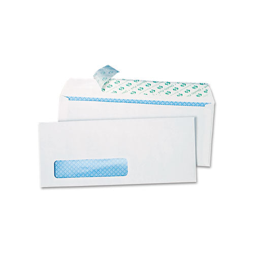 Redi-Strip Security Tinted Envelope, Address Window, #10, Commercial Flap, Redi-Strip Closure, 4.13 x 9.5, White, 500/Box-(QUA69222)