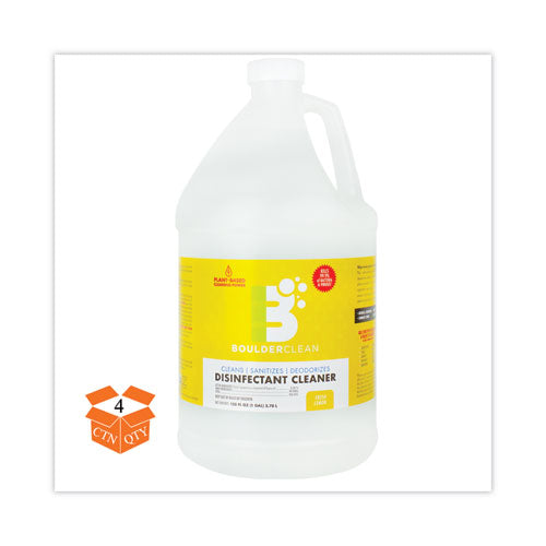 Disinfectant Cleaner, Lemon Scent, 128 oz Bottle, 4/Carton-(BCL003137CT)