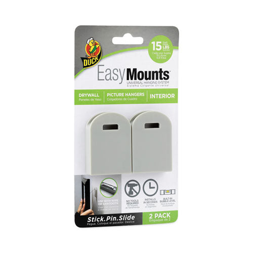 Duck EasyMounts Small Picture Hanger, Gray, 15 lb Capacity, 2 Hangers-(DUC287393)