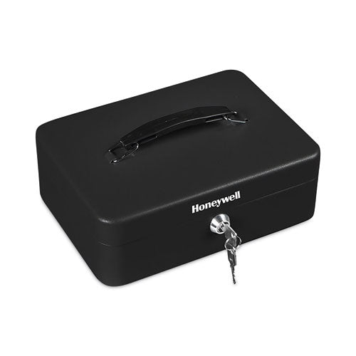 Standard Cash Box, 9.8 x 7.3 x 4.1, Steel, Black-(HWL6112)