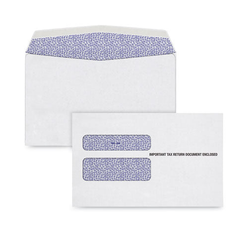 W-2 Laser Double Window Envelope, Commercial Flap, Gummed Closure, 5.63 x 9, White, 100/Pack-(TOP7985E100)