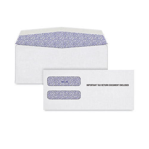 Gummed W-2 Double Window Envelope, Square Flap, Gummed Closure, 3.9 x 8.25, White, 100/Pack-(TOPDW3ALT100)